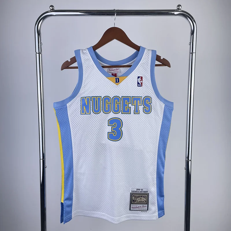 2006 2007 Season Mitchell Ness Hot Print Retro SW NBA Denver Nuggets Basketball jersey White #3 IVERSON