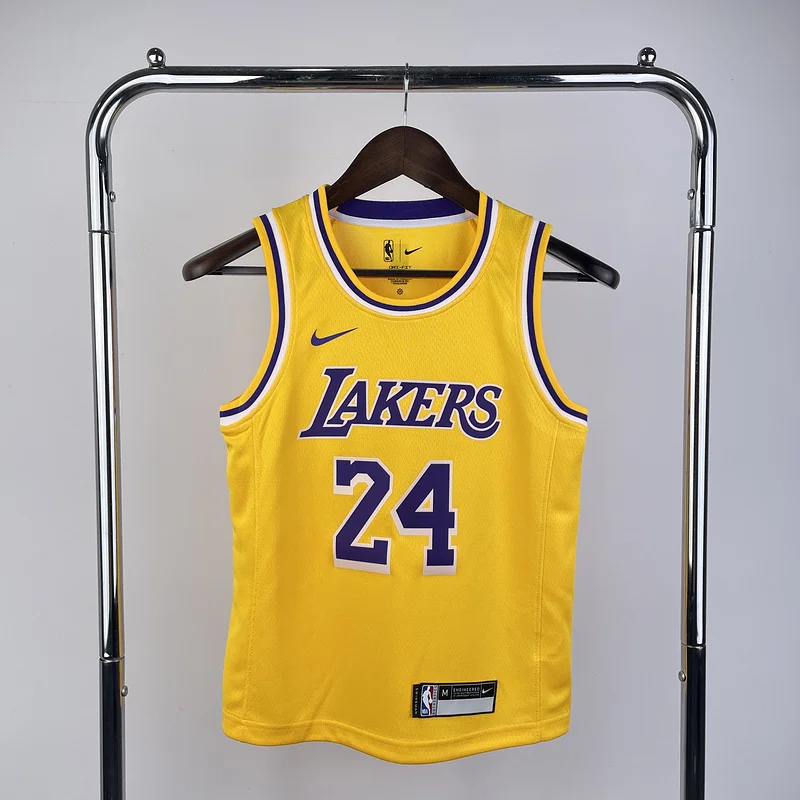 Youth kids Basketball Jersey Los Angeles Lakers Yellow #24 BRYANT