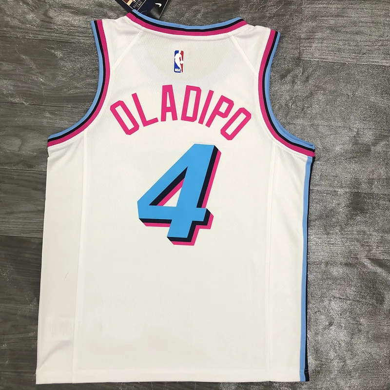 NBA Miami Heat basketball jersey round neck White #4 OLADIPO