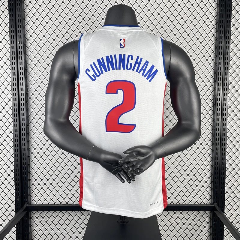 2023 Detroit Pistons Basketball Jersey White #2 CUNNINGHAM