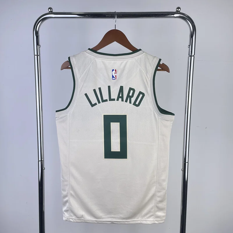 2019 Season NBA Milwaukee Bucks Basketball jersey beige #0 LILLARD