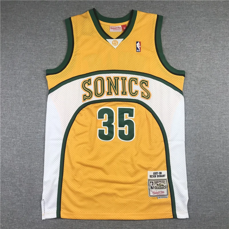 Mitchell Ness NBA Seattle SuperSonics Basketball jersey 35 Retro yellow