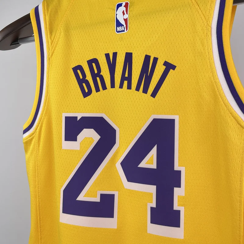 Youth kids Basketball Jersey Los Angeles Lakers Yellow #24 BRYANT