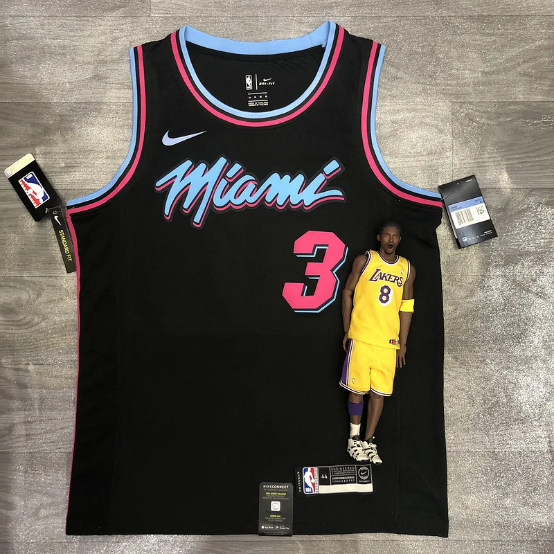 NBA Miami Heat basketball jersey round neck Black #3 WADE