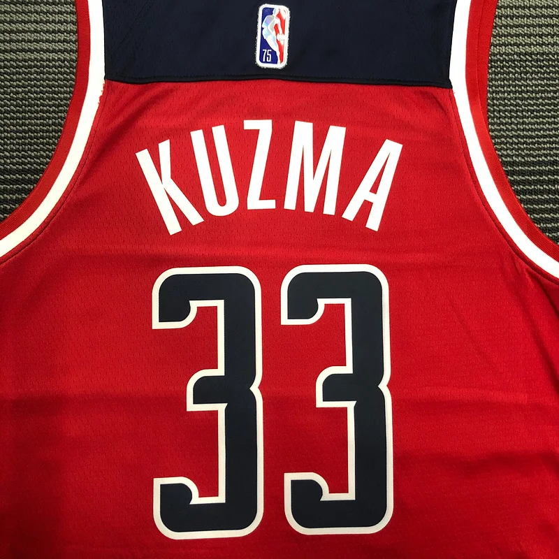 75th anniversary Washington Wizards Basketball Jersey Red #33 KUZMA