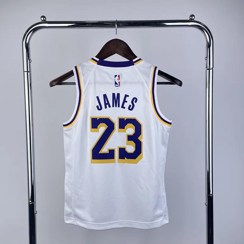 Youth kids Basketball Jersey Los Angeles Lakers White #23 JAMES