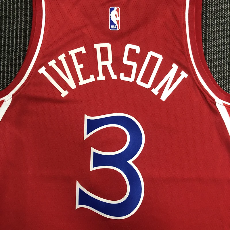 NBA Philadelphia 76ers Basketball Jersey  Red #3 IVERSON