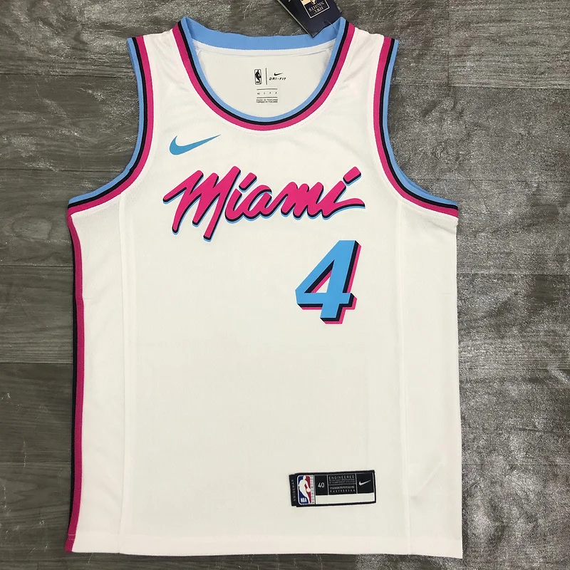 NBA Miami Heat basketball jersey round neck White #4 OLADIPO