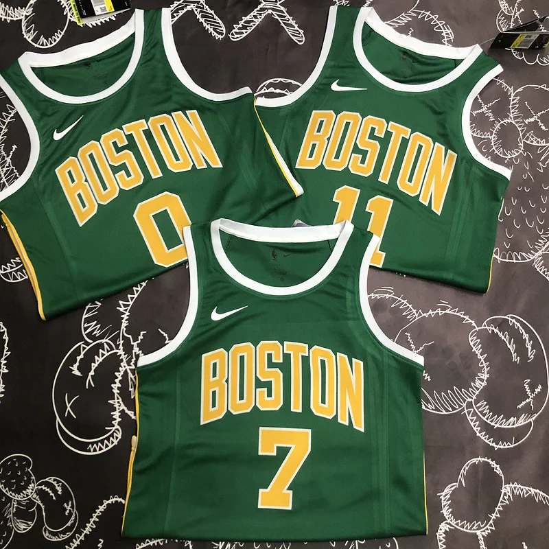 NBA Boston Celtics Basketball Jersey Green Gold #7 BROWN