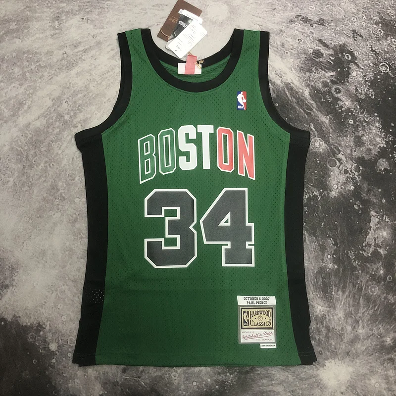 MN Hot Print Retro Boston Celtics Basketball Jersey italian race #34 PIERCE