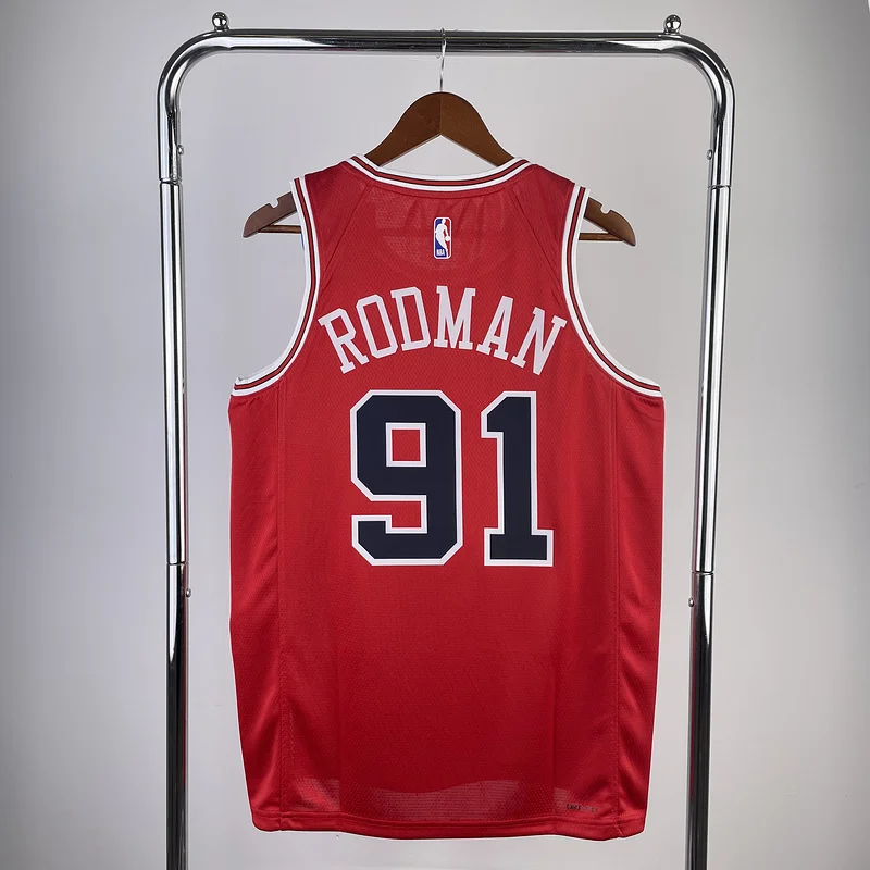 2023 Season NBA Chicago Bulls Basketball jersey red #91 RODMAN