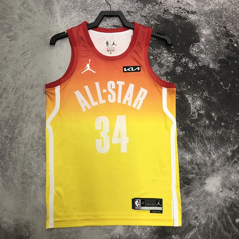 2023 Season Milwaukee Bucks basketball jersey All-Star Yellow #34 Antetokounmpo