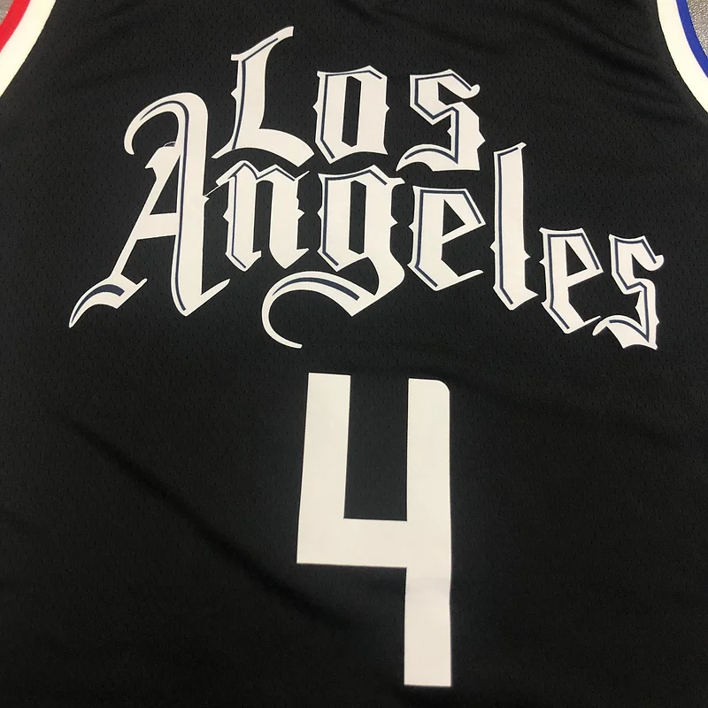 2020 Season NBA Los Angeles Clippers Basketball jersey   Latin   Black   #4   RONDO