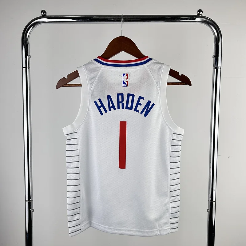 Youth kids Basketball Jersey Los Angeles Clippers White #1 HARDEN