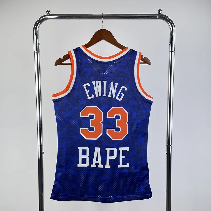 BAP Mitchell Ness Co-branded New York Knicks Basketball Jersey Blue #33 EWING