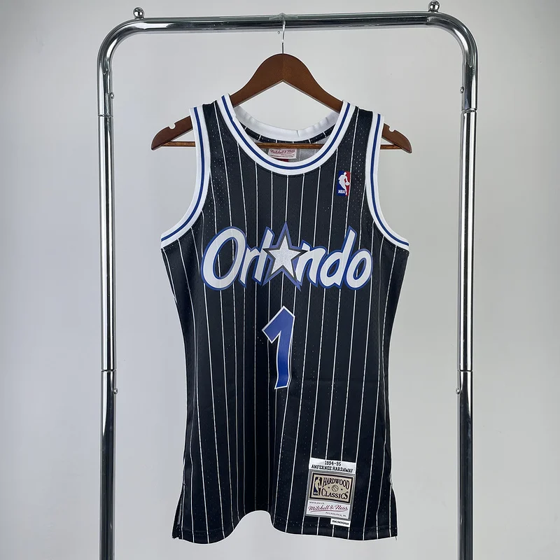 1995 Mitchell Ness Hot Print Retro Orlando Magic Basketball Jersey Black #1 HARDAWAY