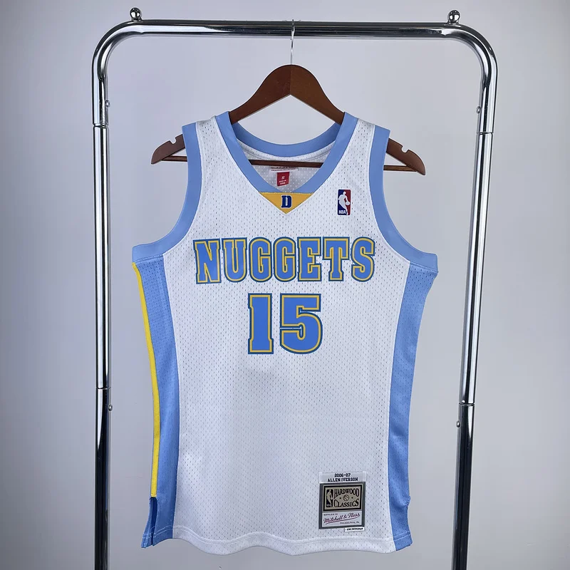 2003 2004 Season Mitchell Ness Hot Print Retro SW NBA Denver Nuggets Basketball jersey White #15 ANTHDNY