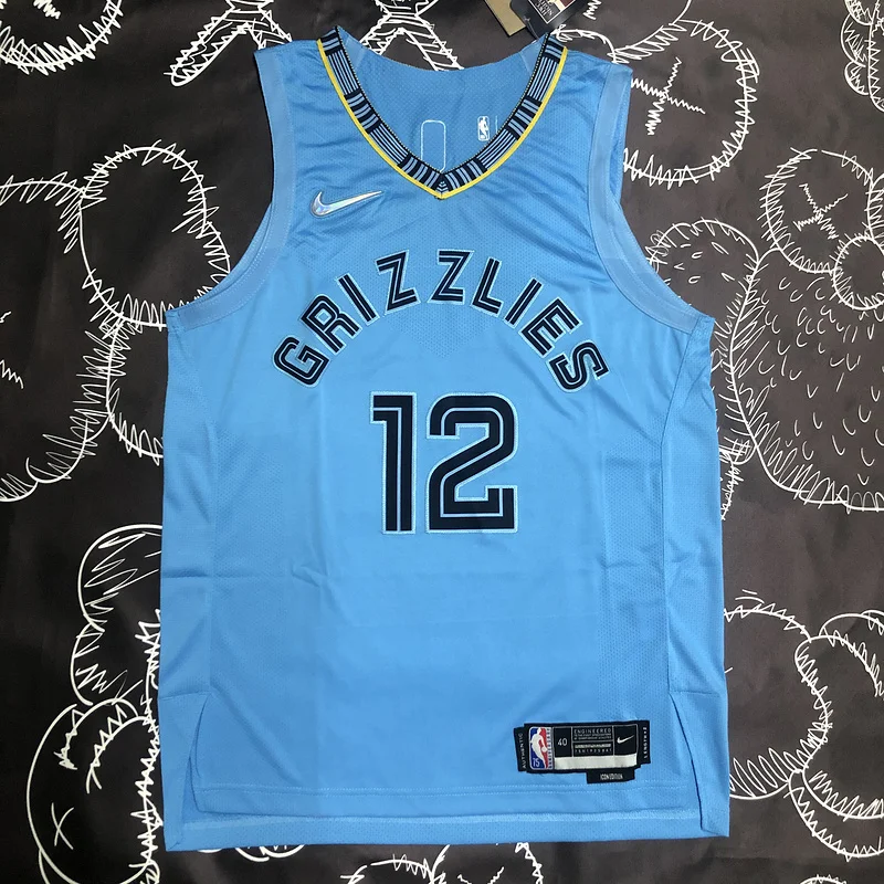 AU Player Version NBA Memphis Grizzlies Basketball Jersey Blue #12 MORANT