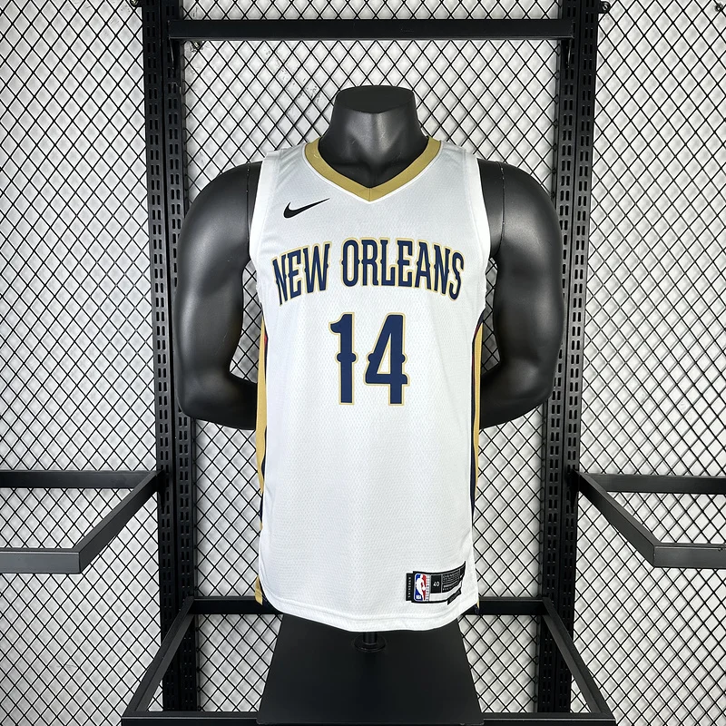 2023  New Orleans Pelicans Basketball jersey   Home   White  #14  INGRAM