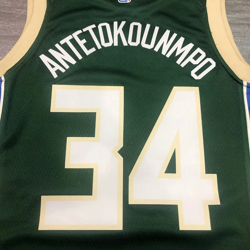 NBA Milwaukee Bucks Basketball jersey V-neck Green #34 Antetokounmpo