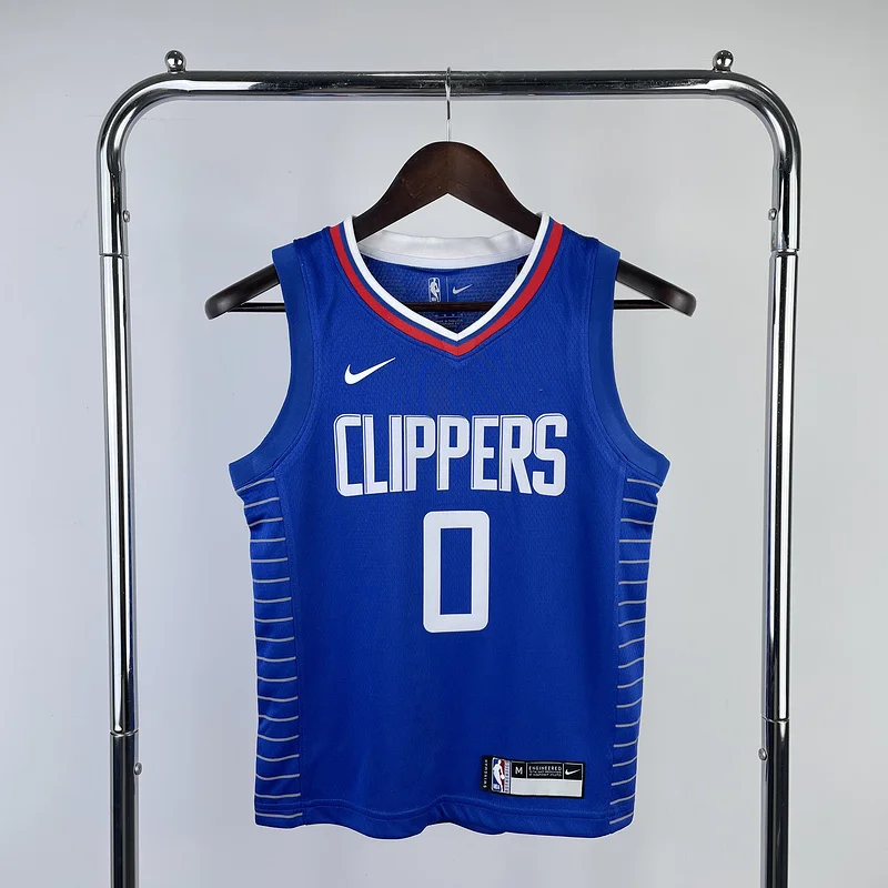 Youth kids Basketball Jersey Los Angeles Clippers Blue #0 WESTBROOK