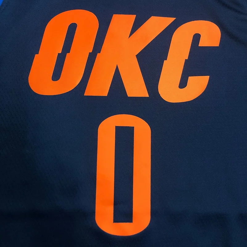 NBA Oklahoma City Thunder Basketball Jersey Blue stripe #0 WESTBROOK