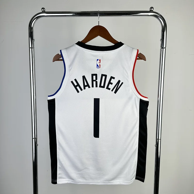 2021 Season  NBA Los Angeles Clippers Basketball jersey   Latin   White  #1    HARDEN