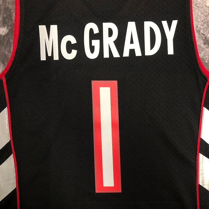 2000 Mitchell Ness Hot Print Retro NBA Toronto Raptors Basketball Jersey Black #1 McGrady