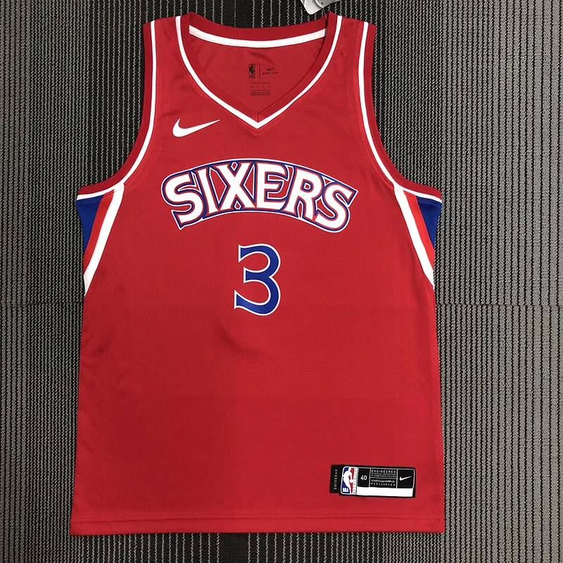 NBA Philadelphia 76ers Basketball Jersey  Red #3 IVERSON