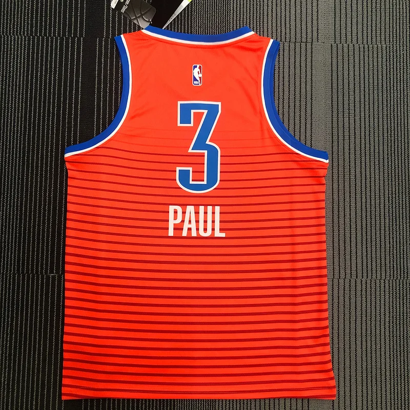 2021 NBA Oklahoma City Thunder Basketball Jersey trapeze Orange #3 PAUL