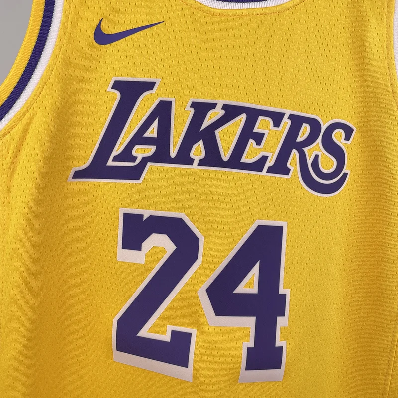 Youth kids Basketball Jersey Los Angeles Lakers Yellow #24 BRYANT