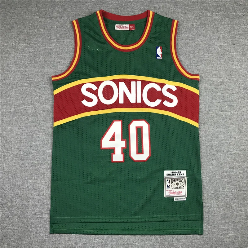 Mitchell Ness NBA Seattle SuperSonics Basketball jersey 40 Green red