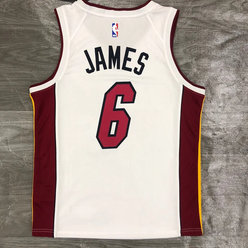 NBA Miami Heat basketball jersey V-neck White #6 JAMES