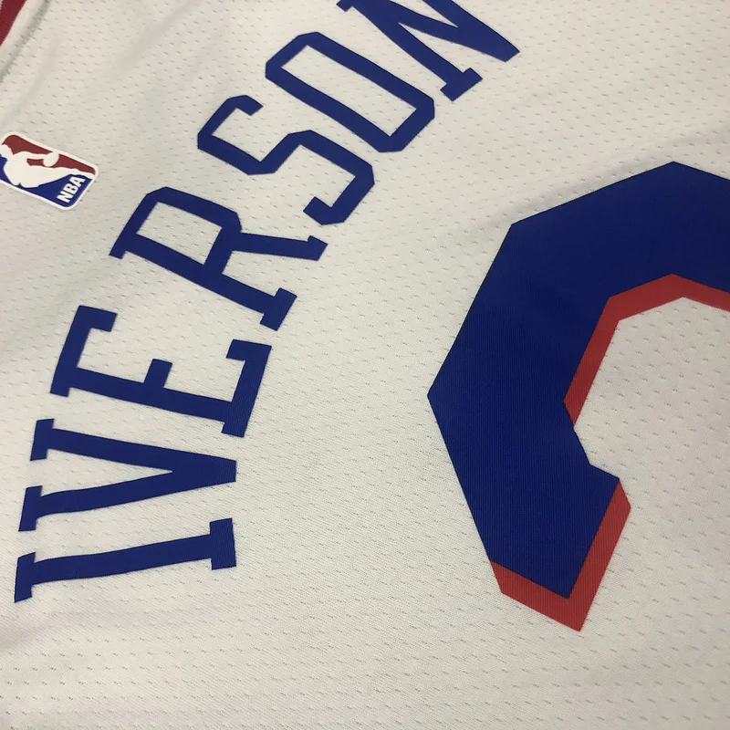 NBA Philadelphia 76ers Basketball Jersey V-neck White #3 IVERSON