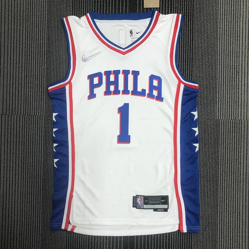 75th anniversary NBA Philadelphia 76ers Basketball Jersey V-neck White #1 HARDEN