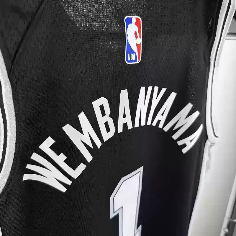 Youth San Antonio Spurs Basketball Jersey #1 WEMBANYAMA Black