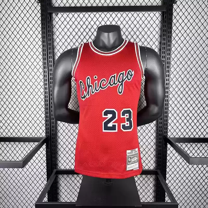 84/85 Mitchell Ness Hot Print Red Retro Basketball Jersey for Chicago Bulls #23 JORDAN