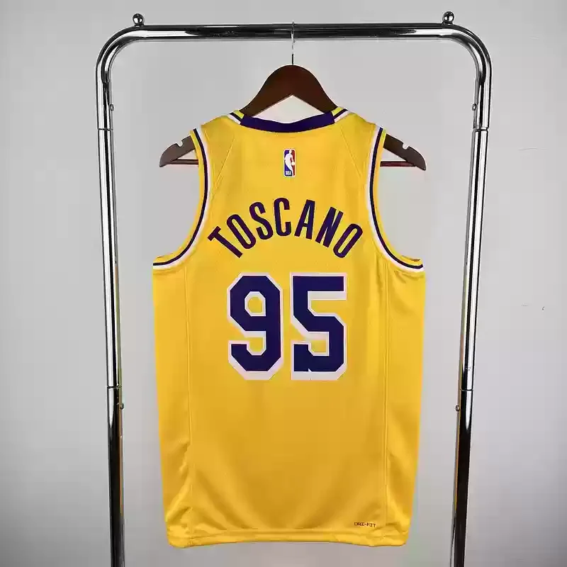 Los Angeles Lakers  round neck yellow #95 ANDERSON basketball jersey