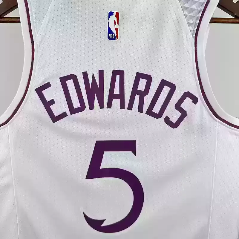 Minnesota Timberwolves Basketball jersey White Pink #5 EDWARDS