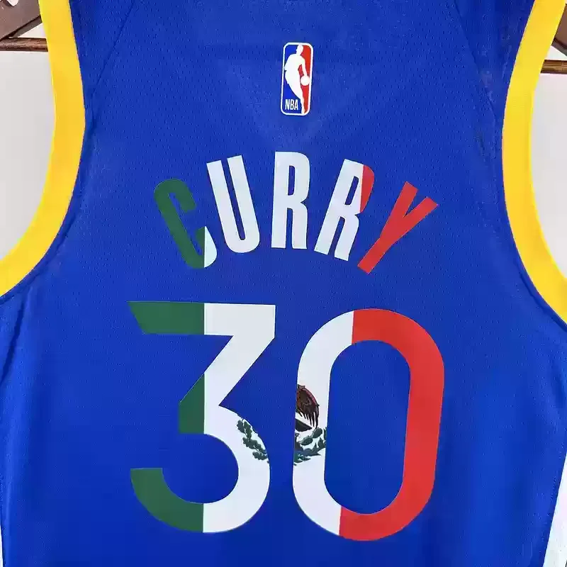 Golden State Warriors V-neck blue #30 Mexico basketball jersey