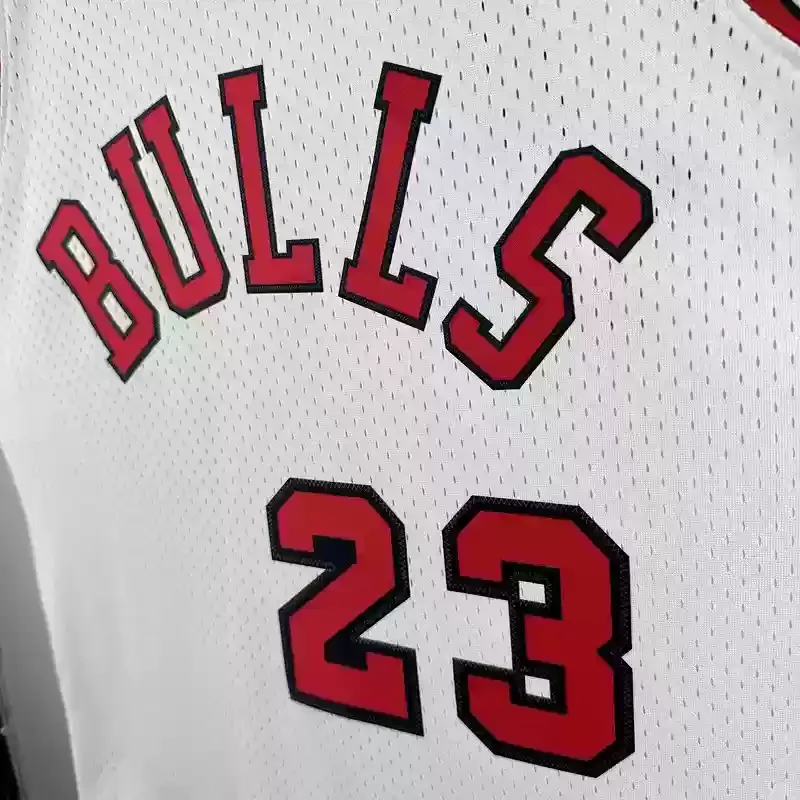 84/85 Mitchell Ness Hot Print White Retro Basketball Jersey for Chicago Bulls #23 JORDAN