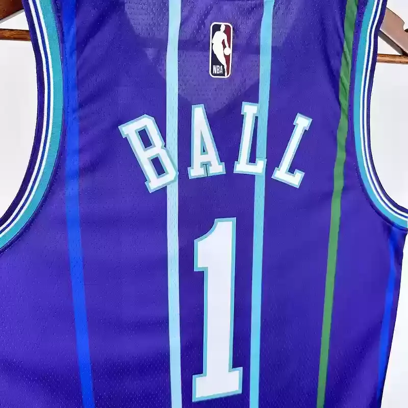 2020 Charlotte Hornets Retro #1 BALL Basketball Jersey Purple