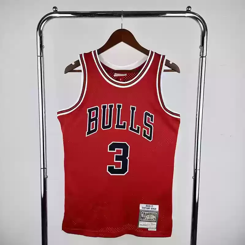 16/17 Mitchell Ness Hot Print Red Retro Basketball Jersey for Chicago Bulls #3 WADE