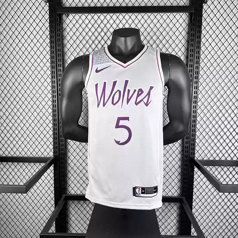 Minnesota Timberwolves Basketball jersey White Pink #5 EDWARDS