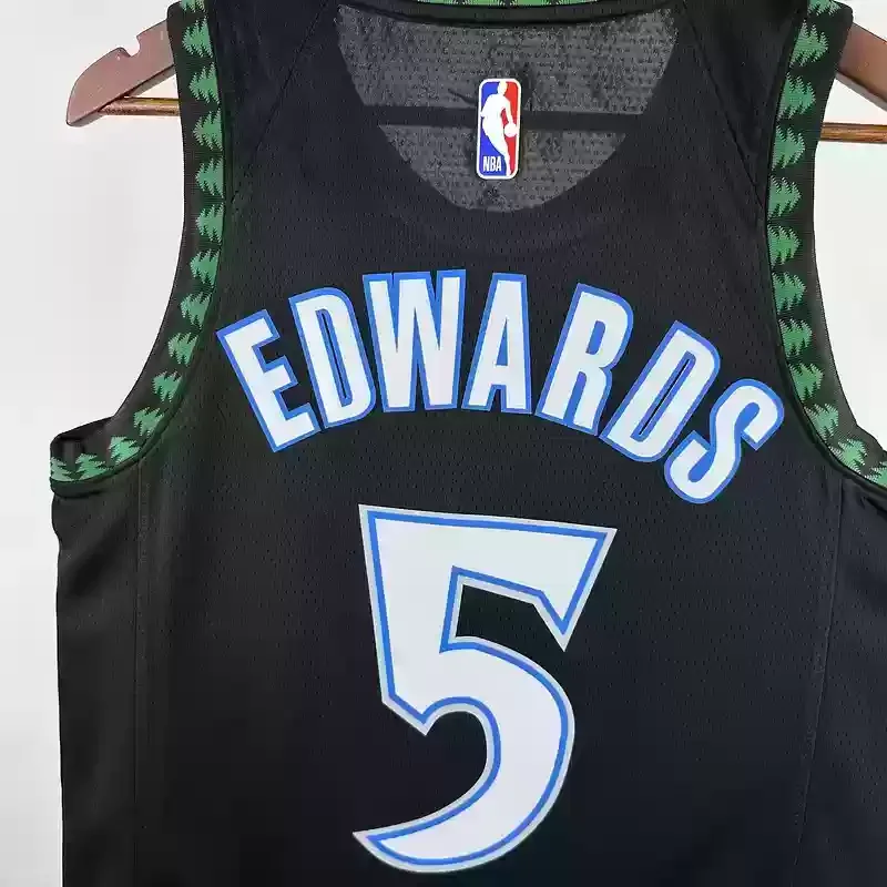 18-19 Season Retro  Minnesota Timberwolves Basketball jersey black #5 EDWARDS