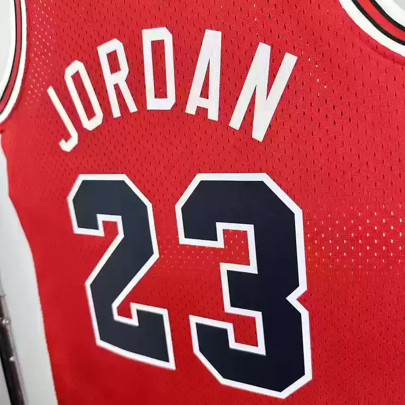 84/85 Mitchell Ness Hot Print Red Retro Basketball Jersey for Chicago Bulls #23 JORDAN