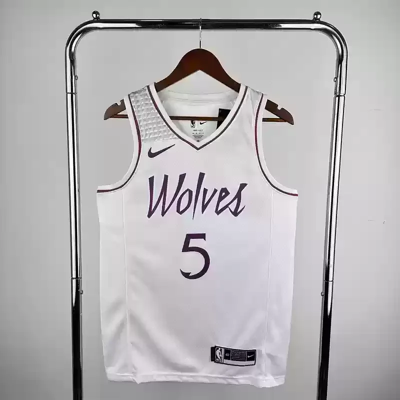 Minnesota Timberwolves Basketball jersey White Pink #5 EDWARDS