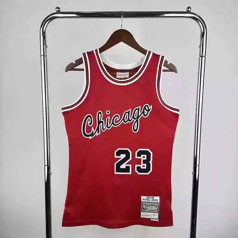 84/85 Mitchell Ness Hot Print Red Retro Basketball Jersey for Chicago Bulls #23 JORDAN