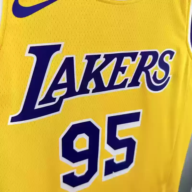 Los Angeles Lakers  round neck yellow #95 ANDERSON basketball jersey