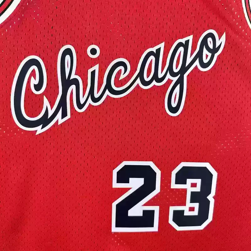 84/85 Mitchell Ness Hot Print Red Retro Basketball Jersey for Chicago Bulls #23 JORDAN